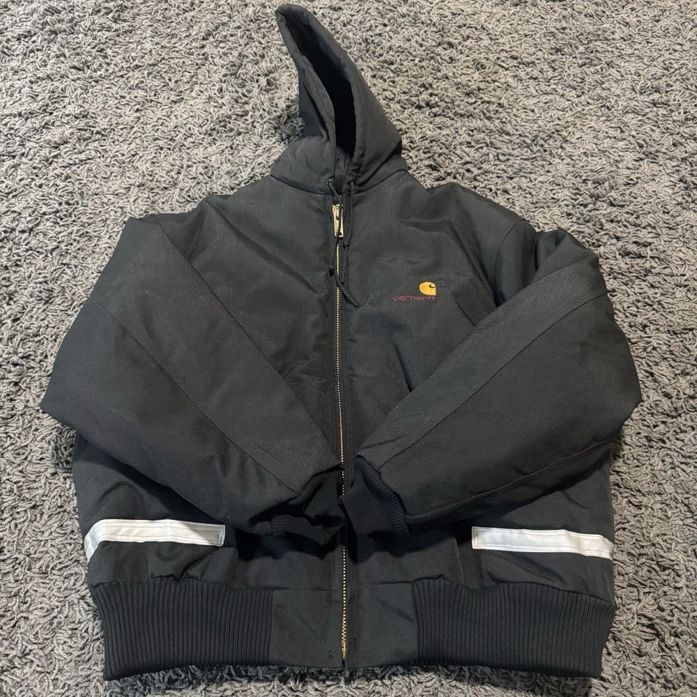Vintage 90s Carhartt Duck Canvas Jacket J21 2XL Hooded Workwear Quilted Y2K